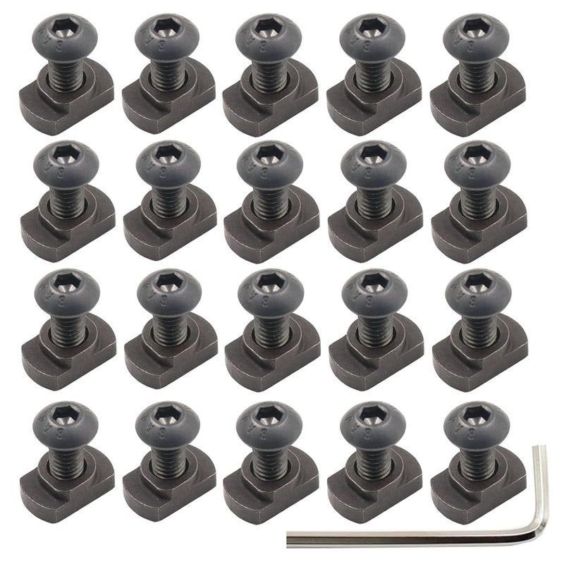 LThyzszb 24 Pack Mlok T-Nuts & Screws Replacement Sets M4 Steel, for Mlok System Accessory Installation, with Allen Key. (M4 Button-Head Cap) - Image 1